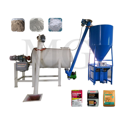 Eenvoudige Dry Mix Mortar Plant Met Ribbon Mixer Machine Muur Putty Sand Cement Skim Coat Ceramic Tile Kleefstof Productielijn