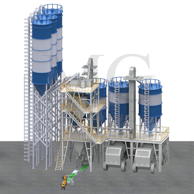 Energiebesparende droge poeder mortel productielijn Muur putty zand cement mengtoerusting Keramische tegels Kleefmachine
