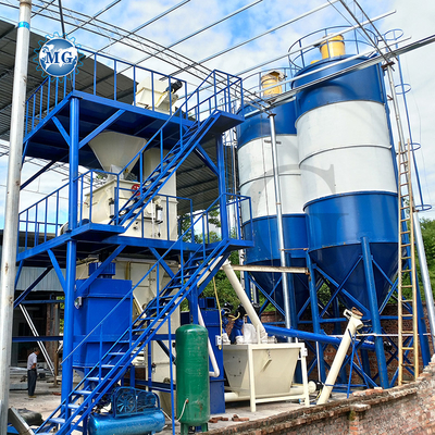Hoge prestaties 10-30 t/h Dry Mix Powder Mortar Plant Met Twin Shaft Paddle Mixer Machine Wall Putty Sand Cement Mixer Tile Adhesive Productielijn