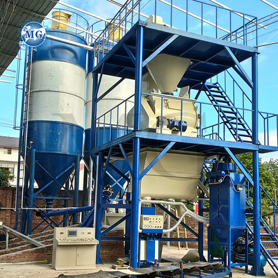 Hoge prestaties 10-30 t/h Dry Mix Powder Mortar Plant Met Twin Shaft Paddle Mixer Machine Wall Putty Sand Cement Mixer Tile Adhesive Productielijn