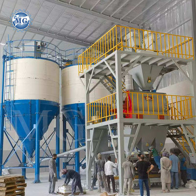 Automatische verpakkingslijn droog mortel Productielijn Muurputten Gips Skim Coat Sand Cement Mixer Tile Kleefglue Grout Maker