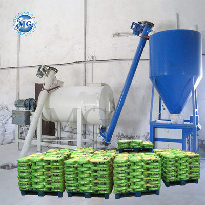 Productielijn van droge mortel met eenvoudige kleppen, muurputty, gips, schimmantel, zand, cement, tegels, adhesieve lijm, gipsmachine